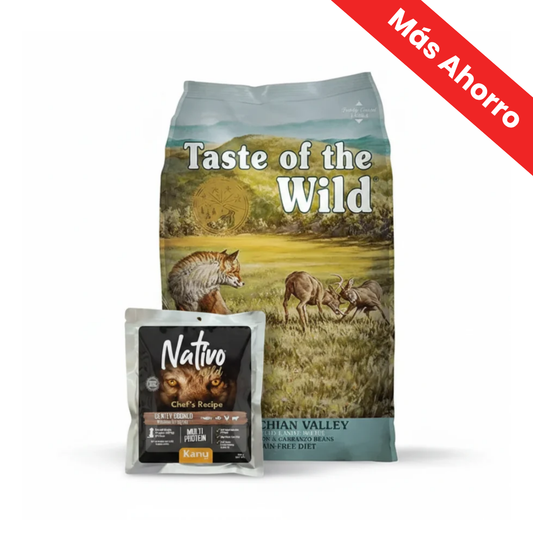 Paquete Taste of the Wild Appalachian Venado para Raza Pequeña + Nativo Wild Chef’s Recipe Multi Protein Kanu Pet para Perros