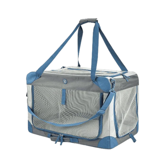 Transportadora Camping Exterior Gris/Azul Kanu Pet para Perro y Gato