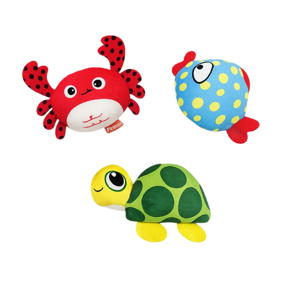 Set x 3 Juguete Interactivo Cangrejo, Tortuga y Pez Kanu Pet para Perro