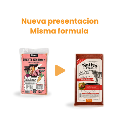 Alimento Congelado Nativo Fresh sabor a Carne de Res Hígado y Remolacha Kanu Pet para Perros 100% Comida Real