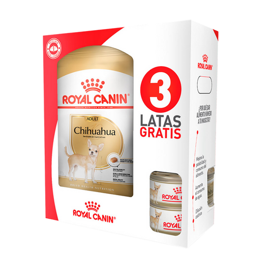 Alimento Seco Royal Canin Mixf BHN Chihuahua Adulto 1.13Kg + 3Latas Especial Pack