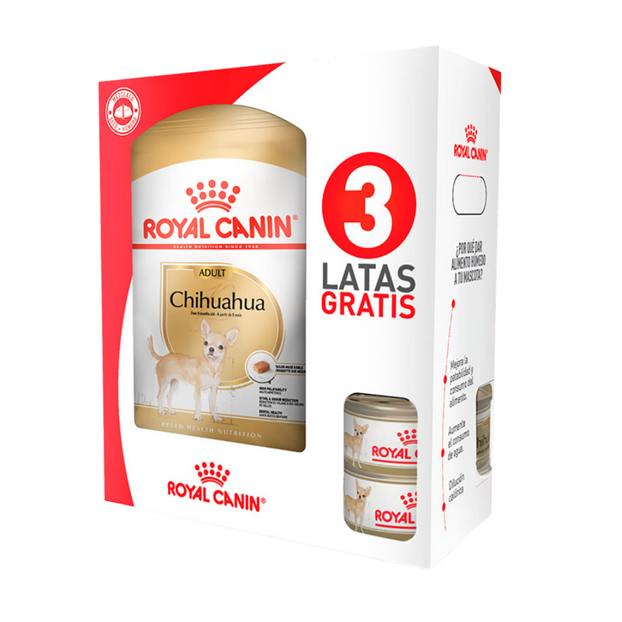 Alimento Seco Royal Canin Mixf BHN Chihuahua Adulto 1.13Kg + 3Latas Especial Pack