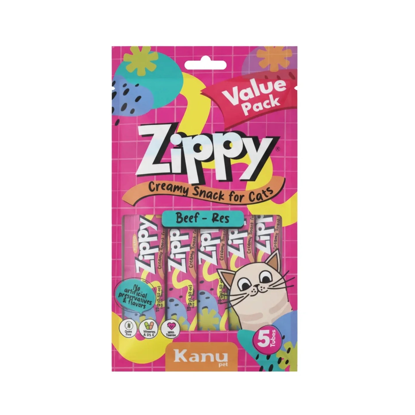 Snack Cremoso Zippy Kanu Pet para Gatos sabor Res