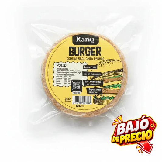 Alimento Congelado Burger sabor Pollo Kanu Pet para Perros 100% Comida Real
