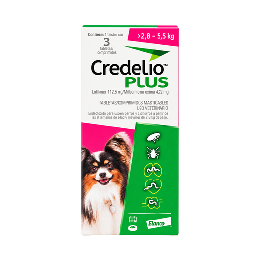 Antipulgas Credelio Plus Masticable 2.8 - 5.5Kg  para Perros