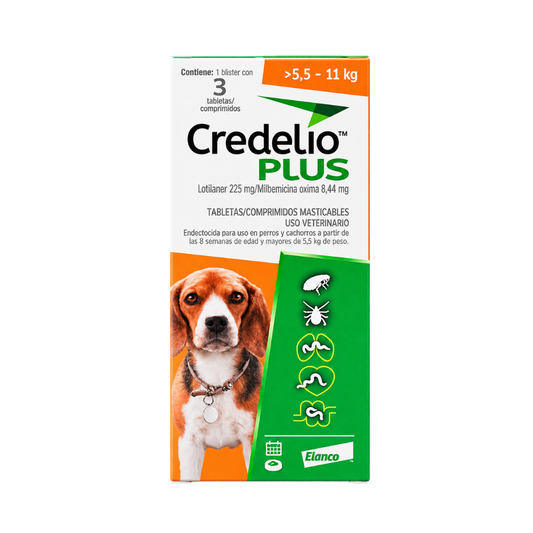Antipulgas Credelio Plus Masticable 5.5 - 11Kg  para Perros