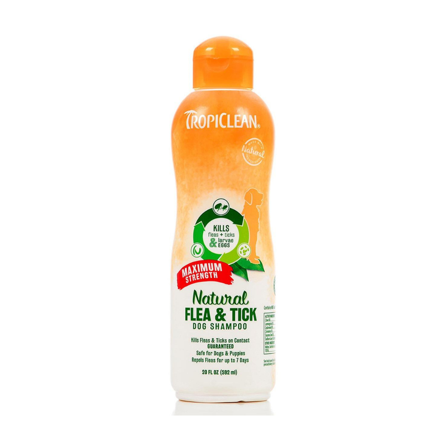 Shampoo  TropiClean para Pulgas y Garrapatas para perrol x 32 Oz