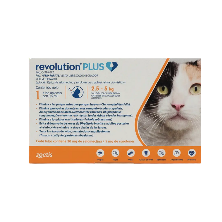 Antipulgas Revolution Plus pipeta 0,25 mL para Gatos de 2.5 kg - 5kg