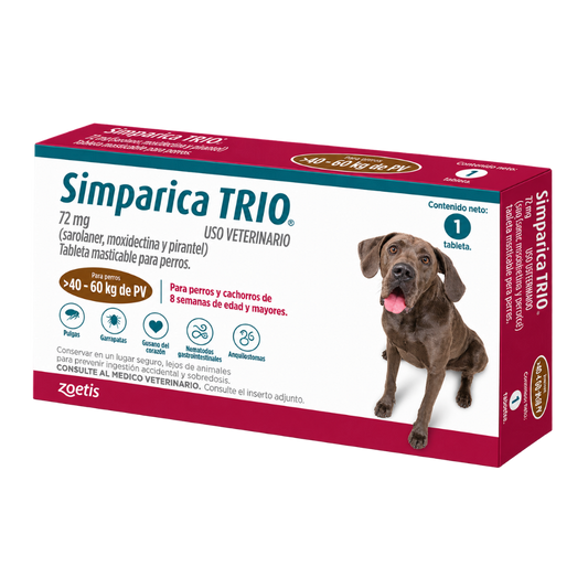 Antipulgas Simparica Trio comprimido 40-60 kg para Perros