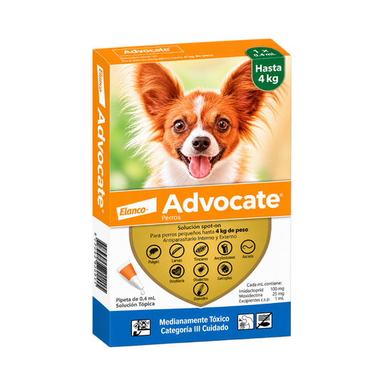 Antipulgas y Antiparasitario Advocate para perro (hasta 4 kg)