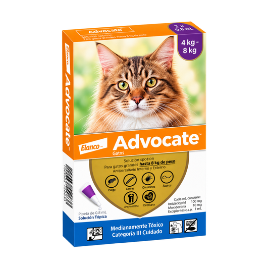 Antipulgas Advocate gatos hasta 8 kg para gato