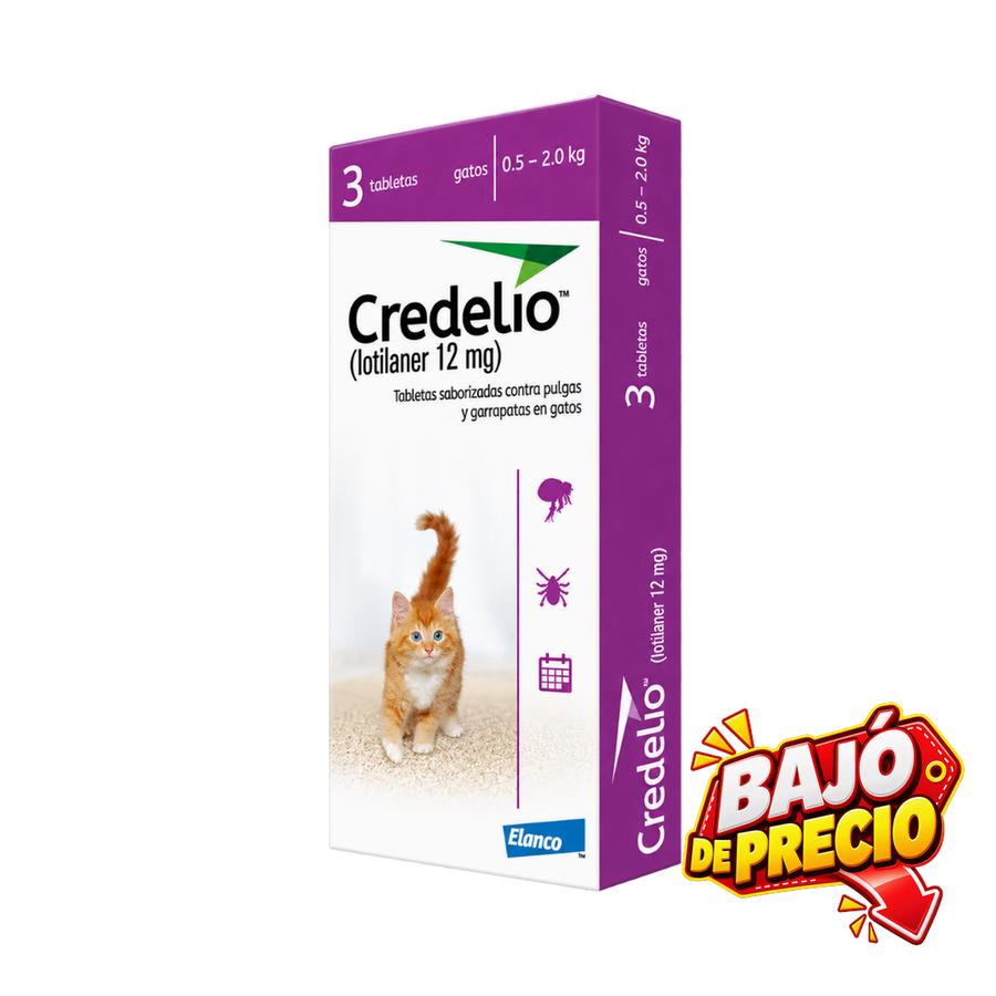 Antipulgas Credelio 12 mg Comprimido Masticable para Gatos (0,5-2 kg)