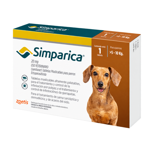 Antipulgas Simparica comprimido 5-10 kg para Perros