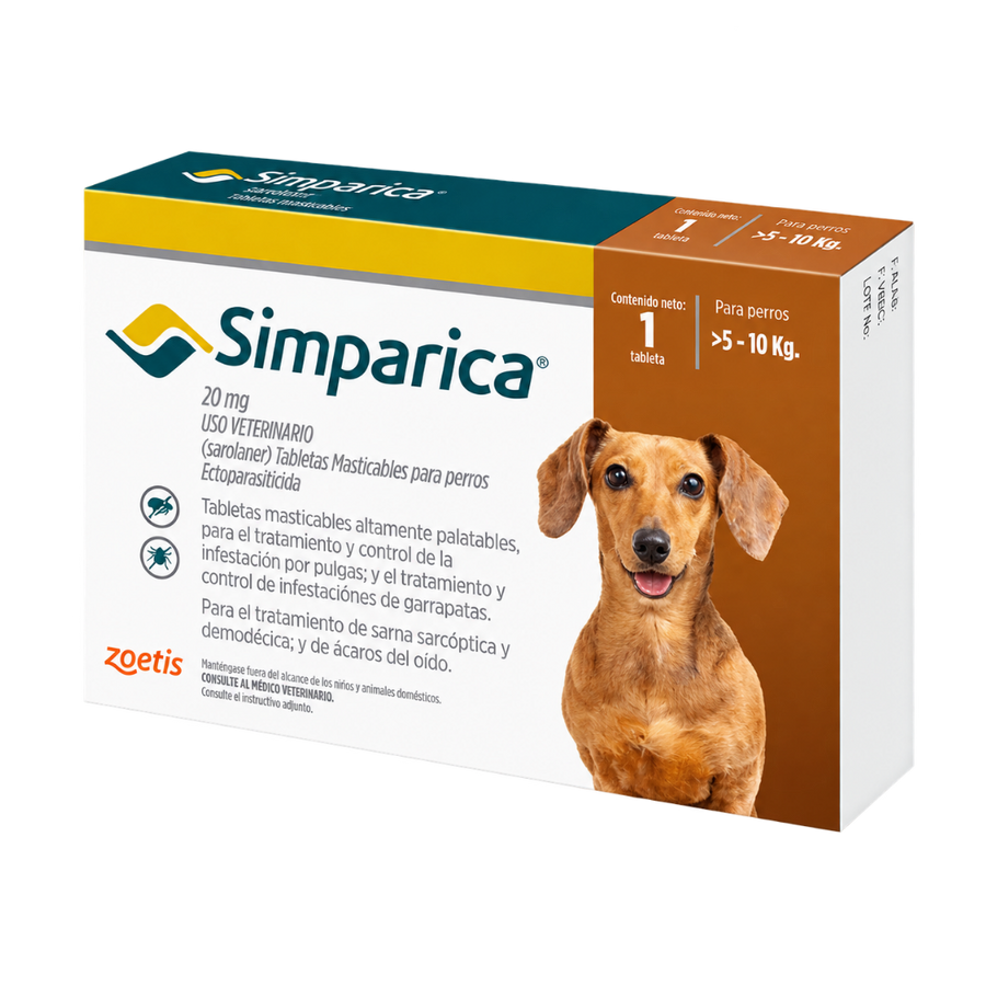 Antipulgas Simparica comprimido 5-10 kg para Perros