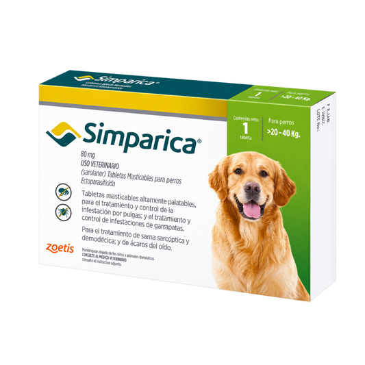 Antipulgas oral Simparica comprimido 20-40 kg para Perros