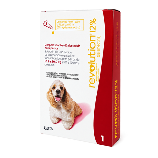 Antipulgas Revolution 12 % Rojo Selamectina pipeta para Perros
