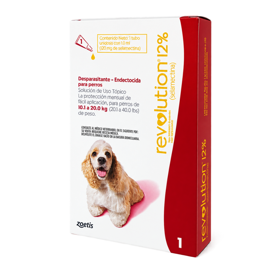 Antipulgas Revolution 12 % Rojo Selamectina pipeta para Perros
