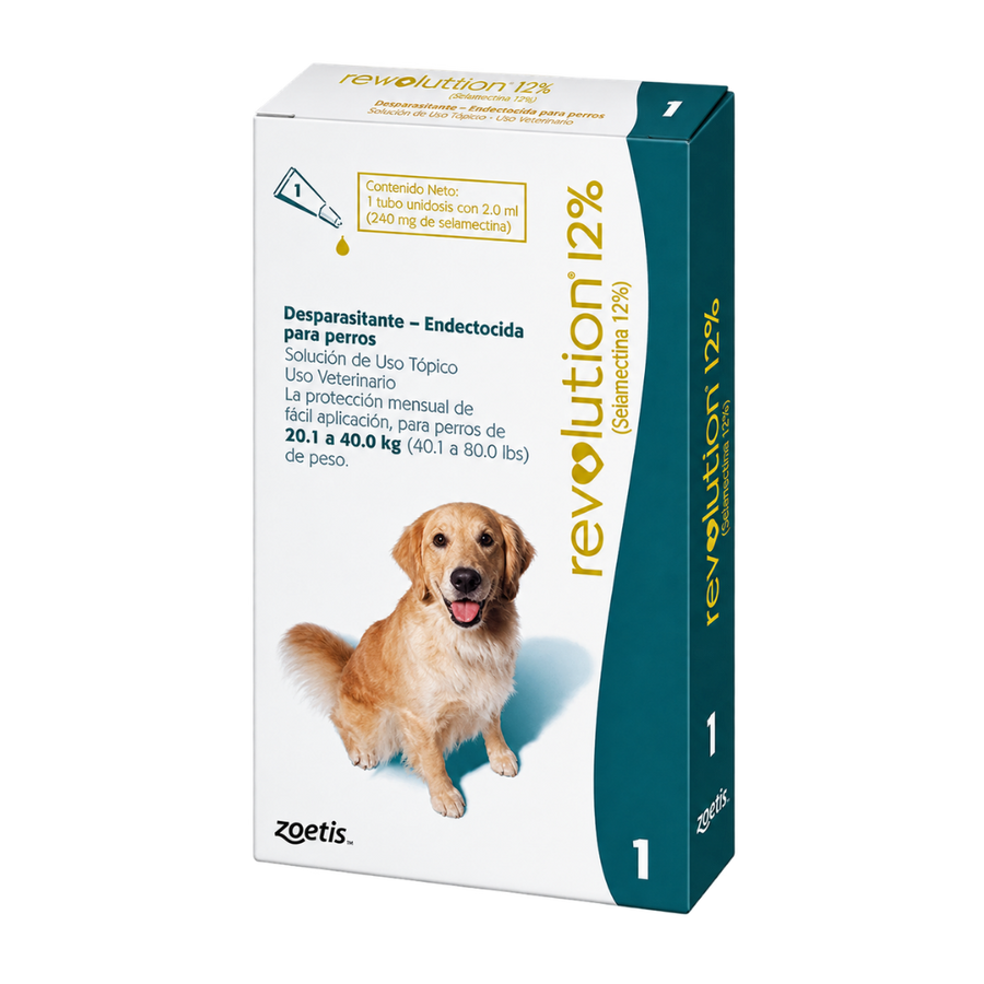 Antipulgas Revolution 12 % Verde Selamectina pipeta para Perros