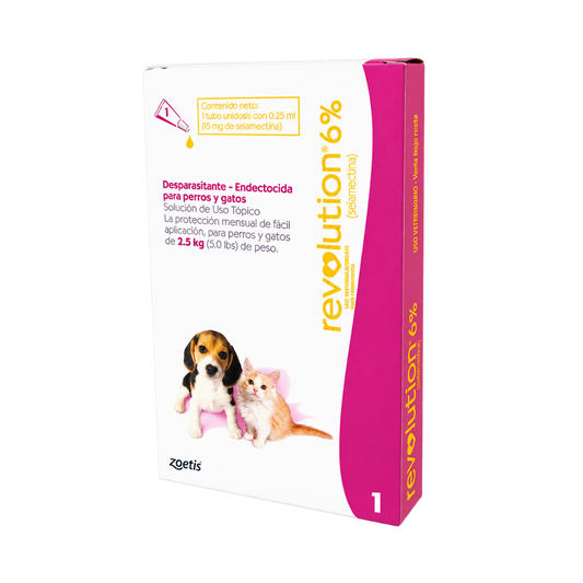 Antipulgas Revolution Rosado 6% para Perros y Gatos Chachorros