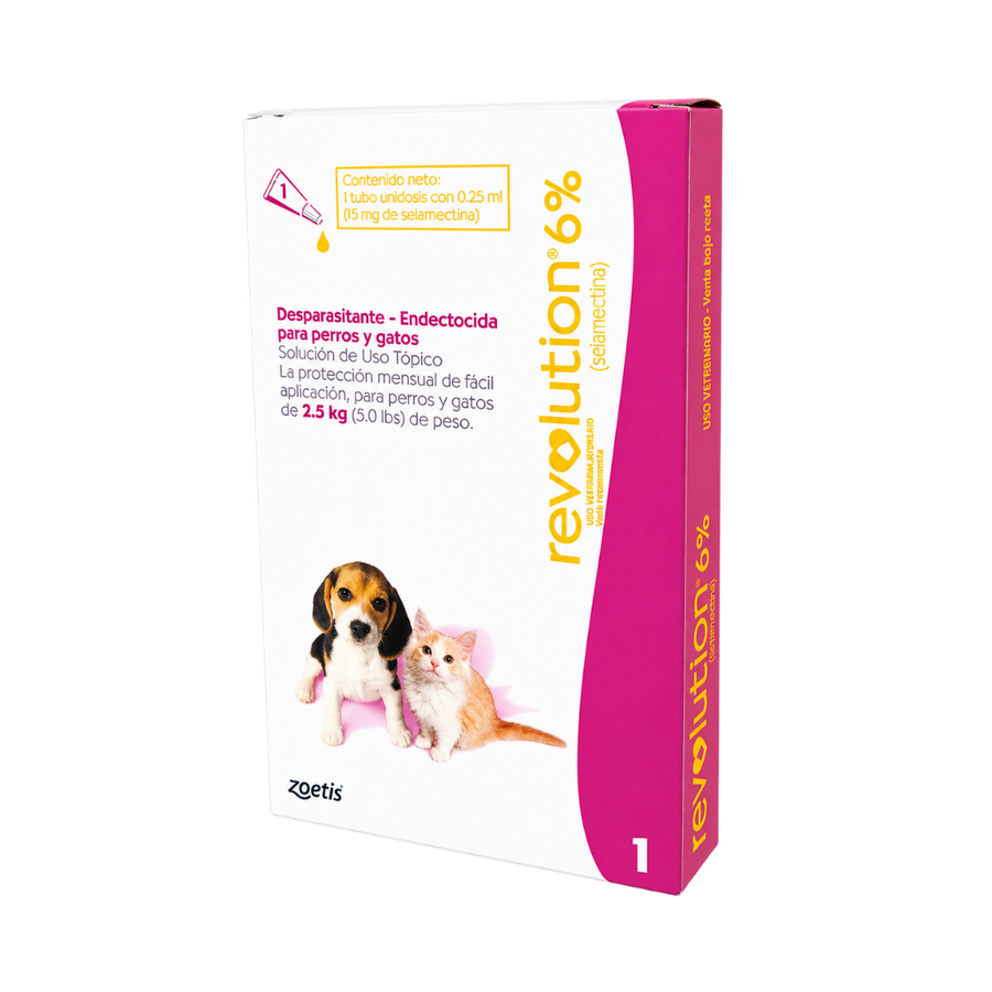 Antipulgas Revolution Rosado 6% para Perros y Gatos Chachorros