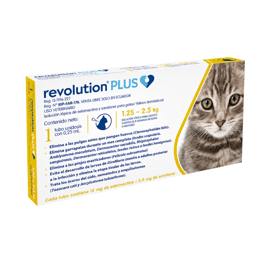 Antipulgas Revolution Plus 1,25 Kg a 2,5 Kg para Gatos