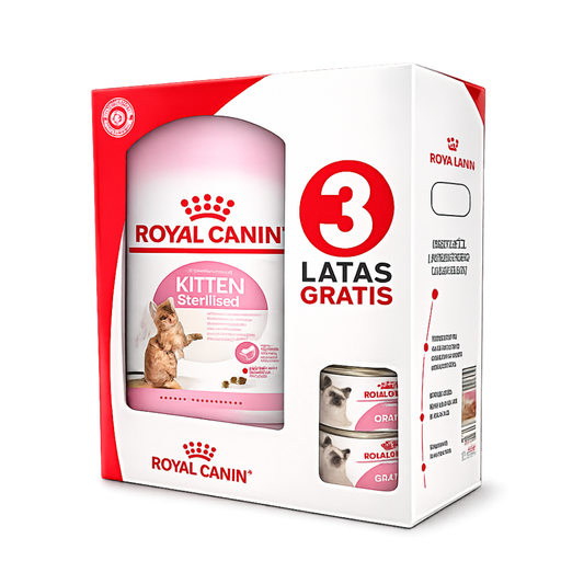 Alimento Royal Canin Kitten Sterilised Especial Pack 2Kg + 3 Latas