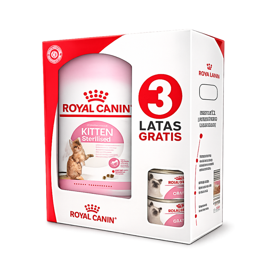Alimento Royal Canin Kitten Sterilised Especial Pack 2Kg + 3 Latas
