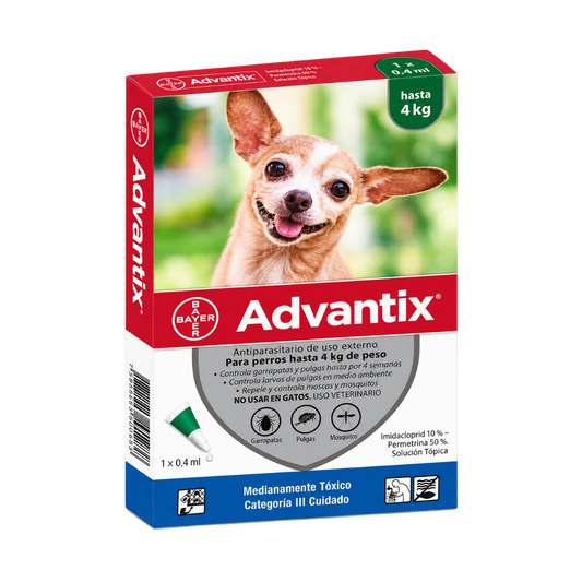 Antipulgas Advantix hasta 4 kg para perro