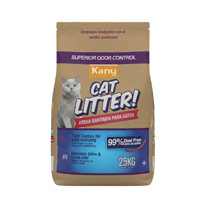 Arena de Bentonita  Kanu Pet  Cat Litter para Gatos. 99% libre de Polvo. Aglomera al Instante