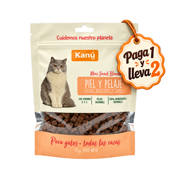 Galletas Piel y Pelaje Kanu Pet para gatos compara 1 lleva 2 por tiempo limitado