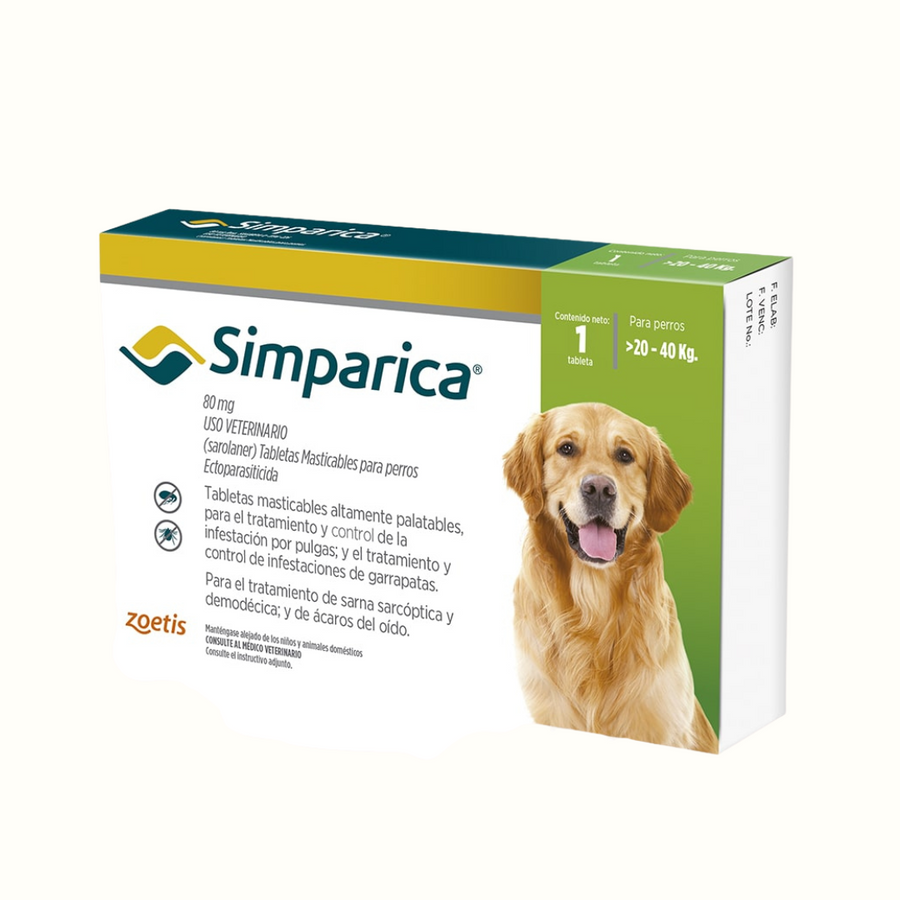 Antipulgas oral Simparica comprimido 20-40 kg para Perros