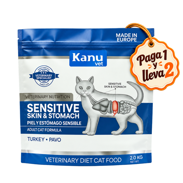 Alimento Seco Medicado Sensitive Skin & Stomach Kanu Vet para Gato Adultos