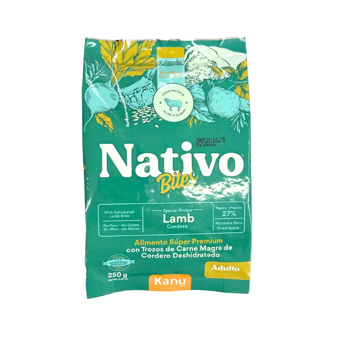 Alimento seco Nativo Bites Cordero Kanu Pet para perro adulto