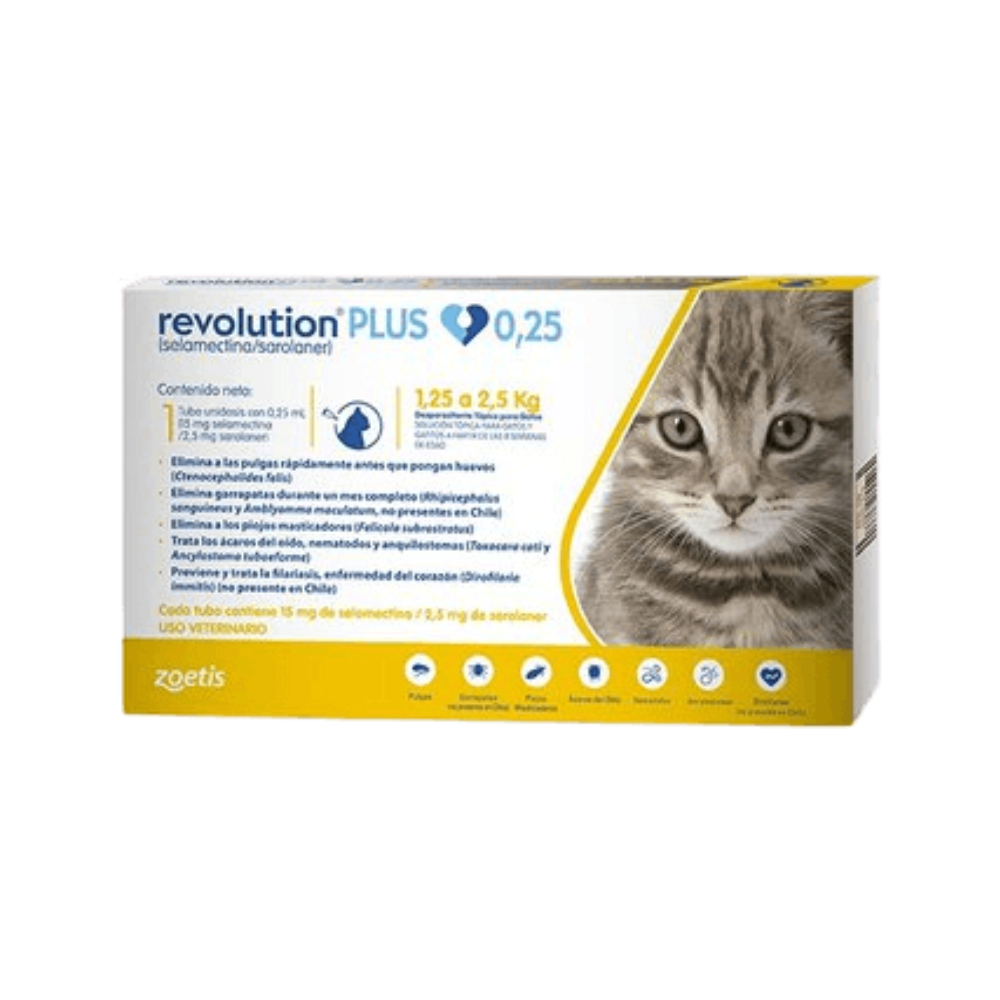 Revolution Plus 0.25 Ml 1.25 KG a 2.5 KG Para Gato