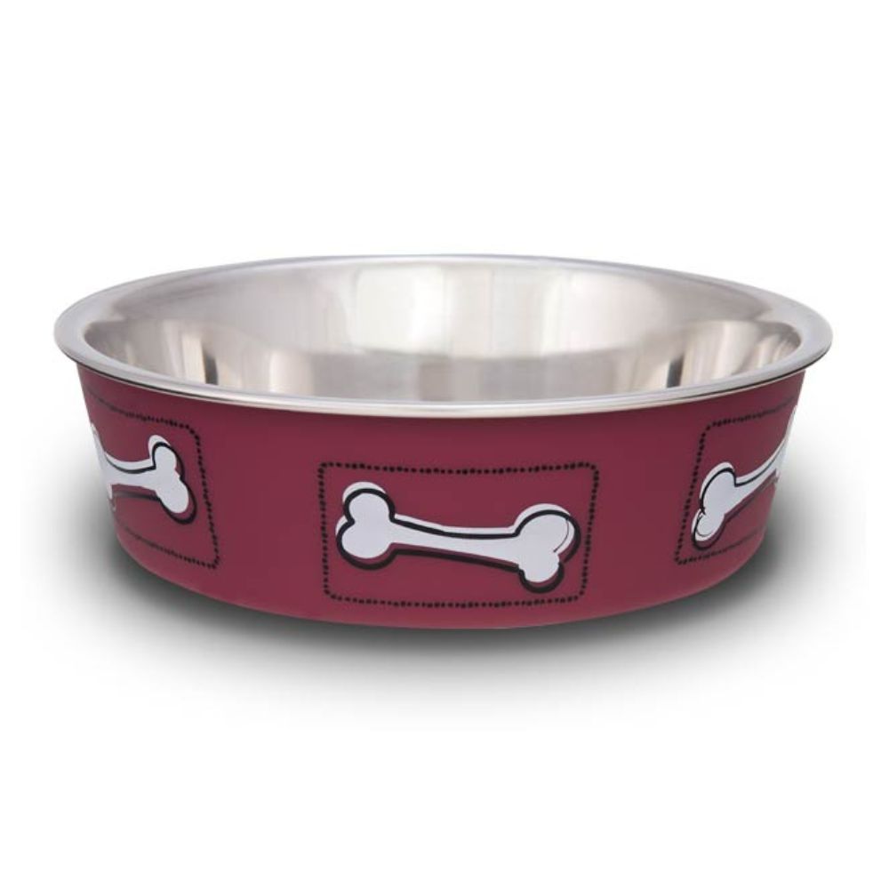 Comedero Acero Huesos Rojo para perro-Kanu Pet
