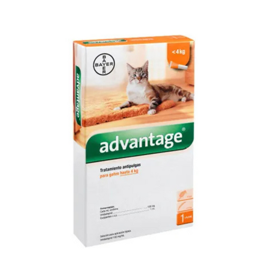 Antipulgas Advantage gatos hasta 4 kg x0.4 ml para gato
