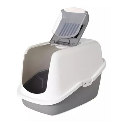 Nestor Arenero Con Tapa Y Filtro 56X39X38.5Cm Color Blanco Con Gris Para Gato