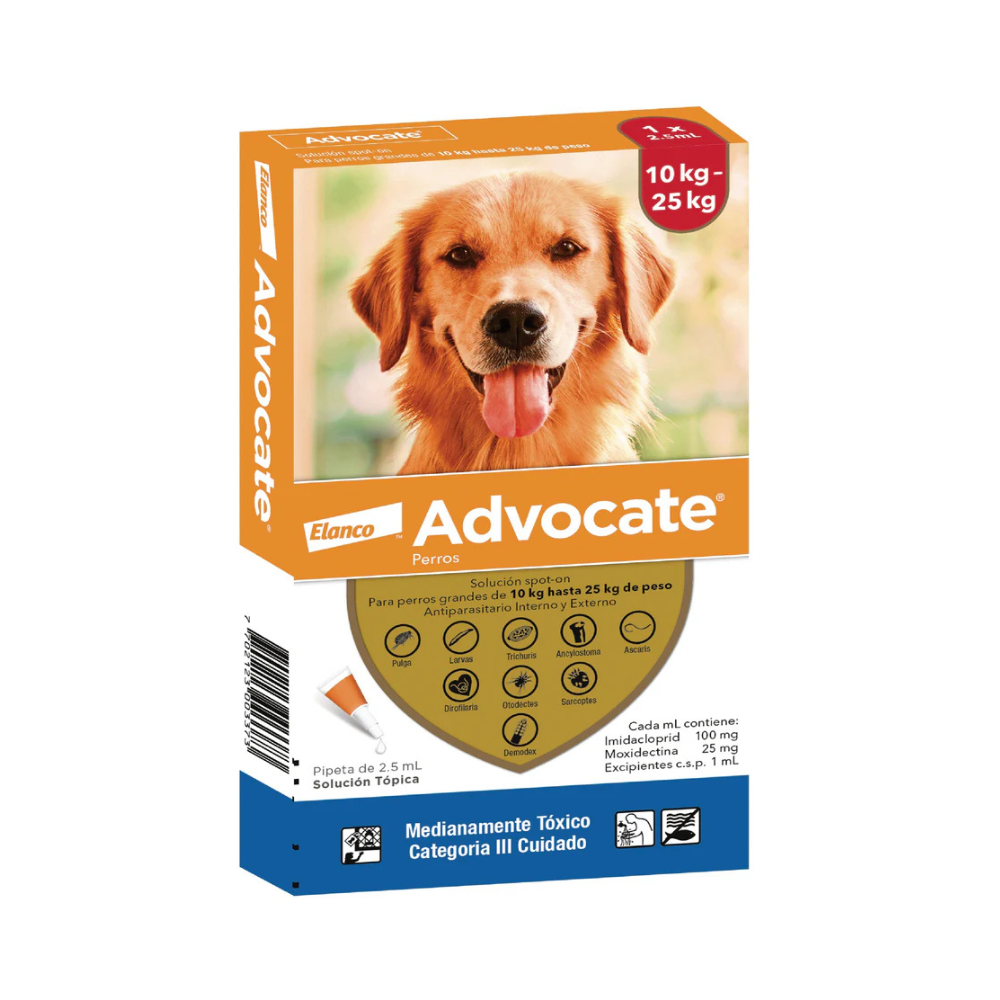 Antipulgas Advocate 10 a 25 kg para perro
