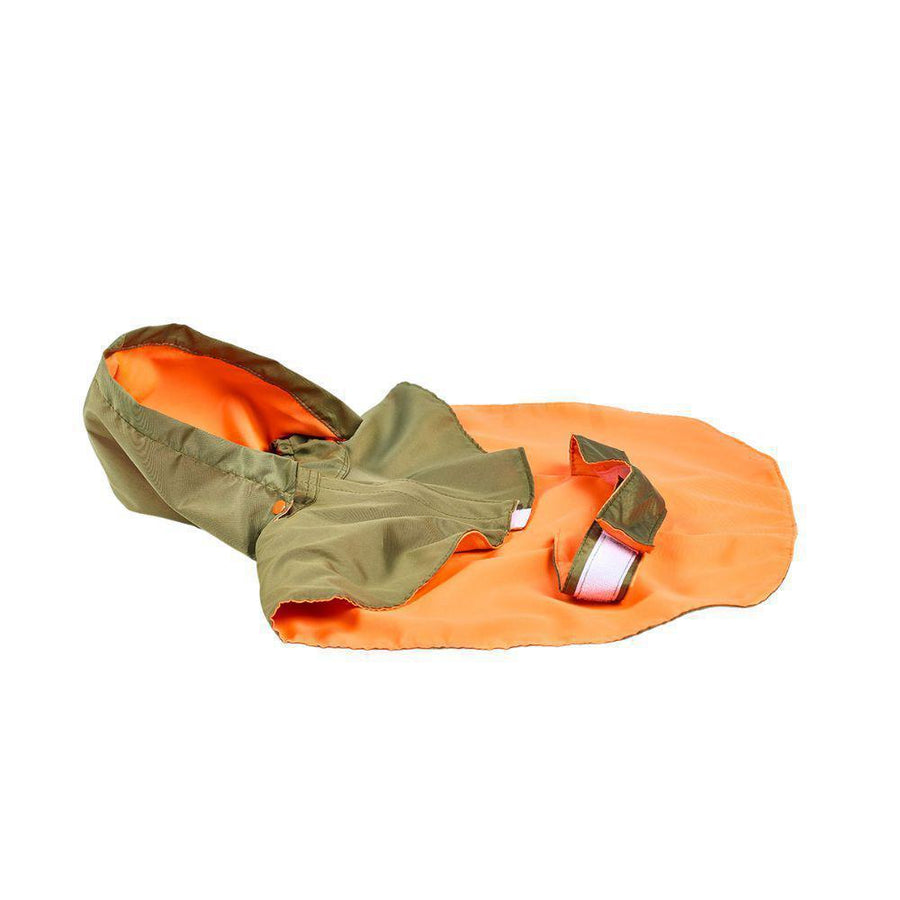 Impermeable Verde Militar y Naranja Kanu Pet para Perro