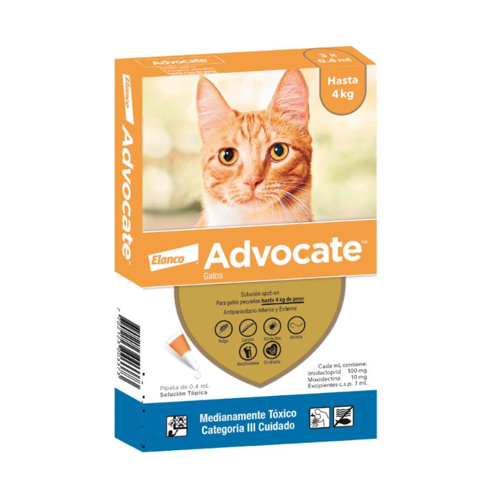 Antipulgas Advocate gatos hasta 4 kg para gato