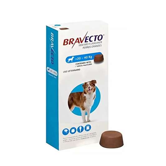 Antipulgas Bravecto 20 a 40 kg para perro