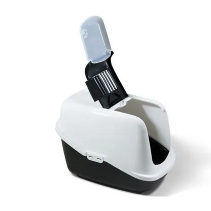Nestor Arenero Con Tapa Y Filtro 56X39X38.5Cm Color Blanco Con Negro Para Gato