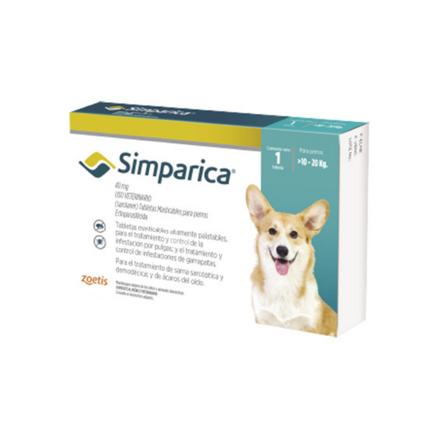Antipulgas Simparica de 10 a 20 Kg Para Perro