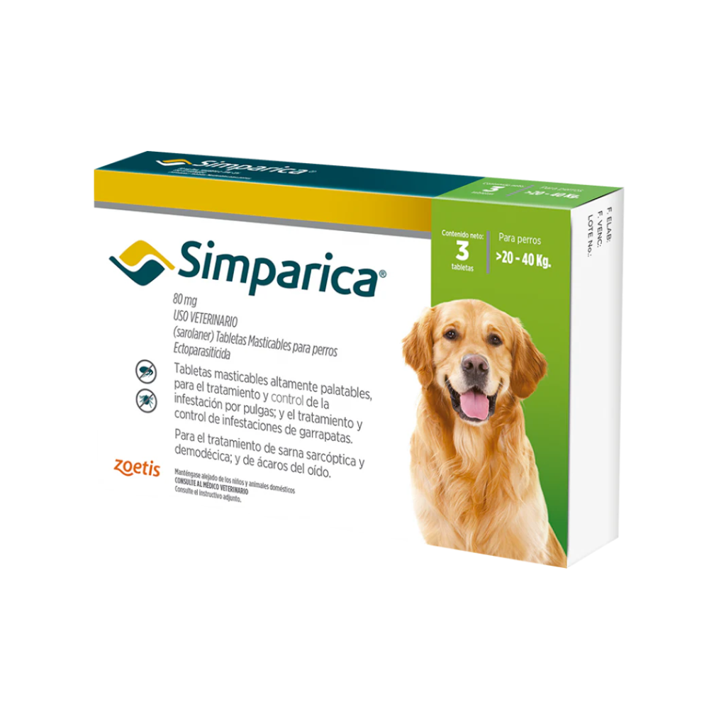 Antipulgas Simparica de 20 a 40 Kg Para Perro