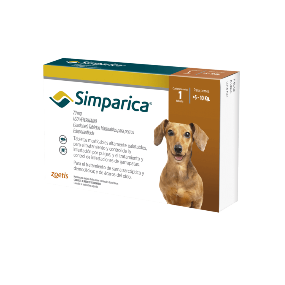 Antipulgas Simparica de 5 a 10 Kg Para Perro