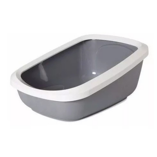 Aseo Arenero Con Espaldar Alto Y Aros Grande 56X39X27.5Cm Color Gris Para Gato