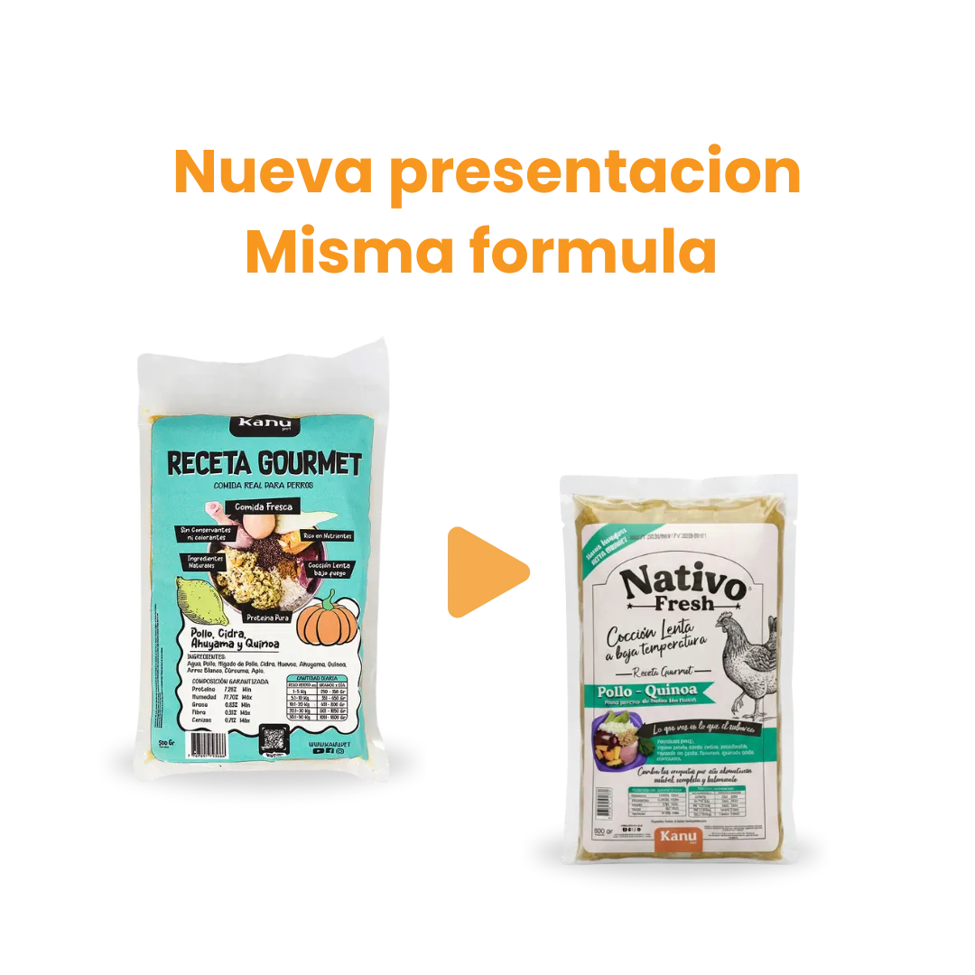 Alimento Congelado Nativo Fresh sabor a Pollo y Quinoa Kanu Pet para perros. 100% Comida Real