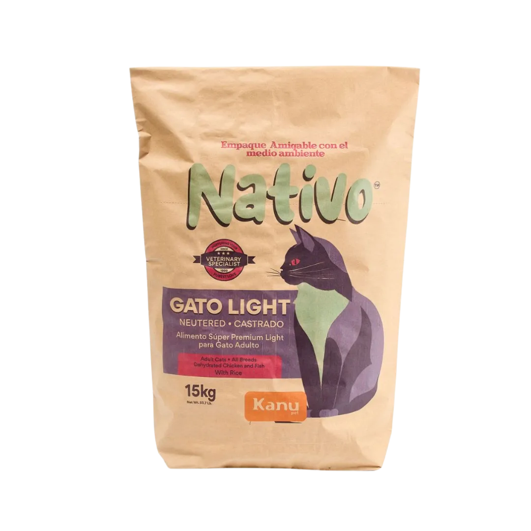 Alimento Seco Nativo Light Pollo/Pescado Kanu Pet para Gato Castrado