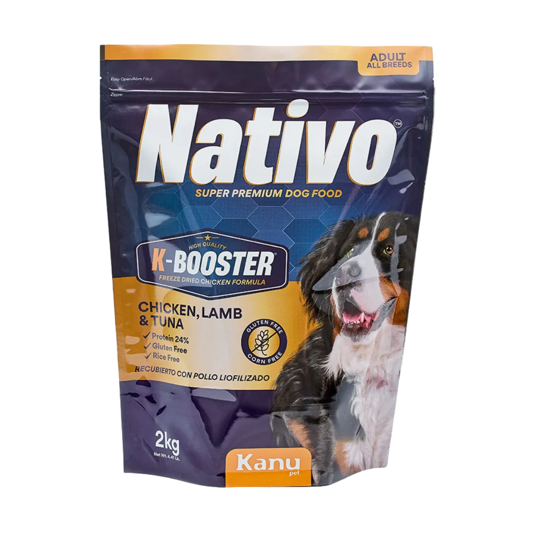 Alimento Seco Nativo K-Booster Pollo Cordero y Atún Kanu Pet para Perro Adulto