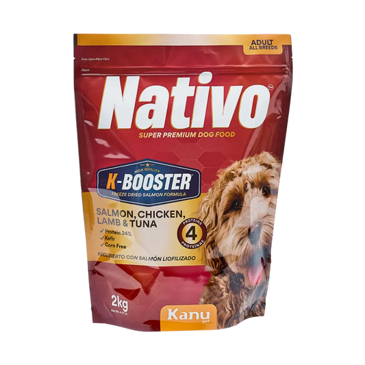 Alimento Seco Nativo K-Booster Salmón Pollo Cordero y Atún Kanu Pet para Perro Adulto